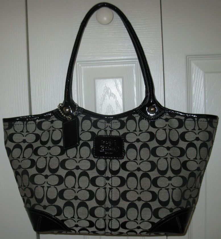 COACH BLACK BLEEKERS SIGNATURE X LARGE HANDBAG/TOTE 12564  