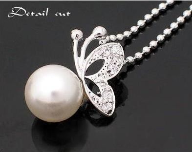 VH4061 New Fashion Jewelry Butterfly Pearl Earring Necklace Set  