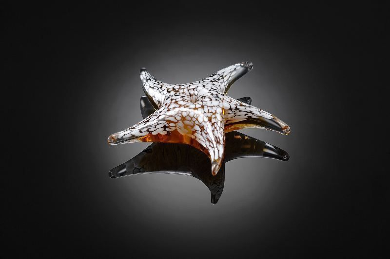 Art Glass White Starfish Nautical Desk Statue Sculpture  