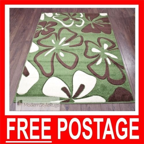 Green Brown, Beige And Cream Modern Rug   In 3 Sizes  