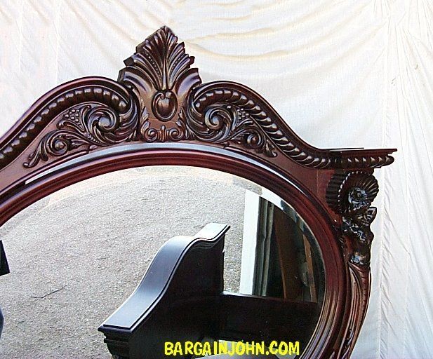 Antique Mahogany Bedroom Set Fancy Carved Ladies Full Size Bed 