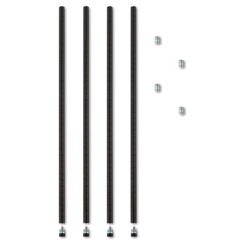 Stackable Posts For Wire Shelving, 36h, BLACK, 4/Pack  