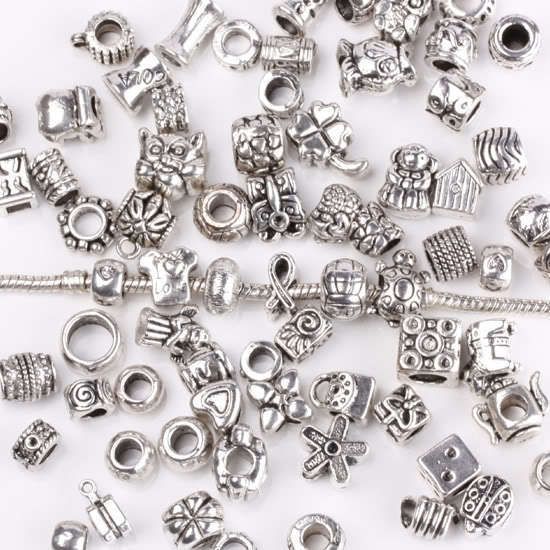 BULK SALE TIBETAN SILVER SPACER BEADS BIG HOLE 5mm 70x  