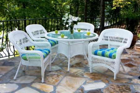 Island Living Portside 5 Piece Coastal White Wicker Dining Set Freight 