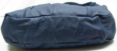   LEATHER Shoulder Bag PURSE Hobo Navy Blue Large Handbag Tote NEW