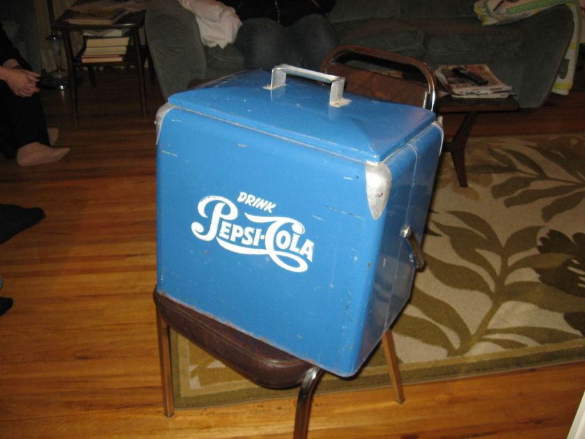 vintage 1950s pepsi cola cooler with tray ice box soda pop coke picnic 