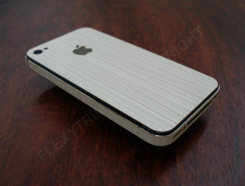 APPLE iPHONE 4/4S ROYAL WHITE WOOD FULL BODY WRAP PROTECTOR DECAL SKIN 