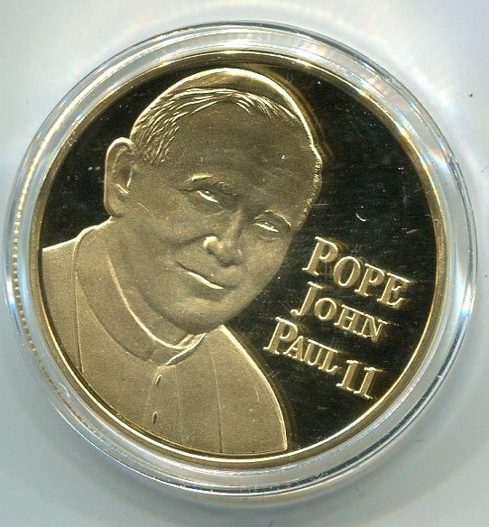 Pope John Paul II   24K Gold Silver Commemorative Good Luck Coin 