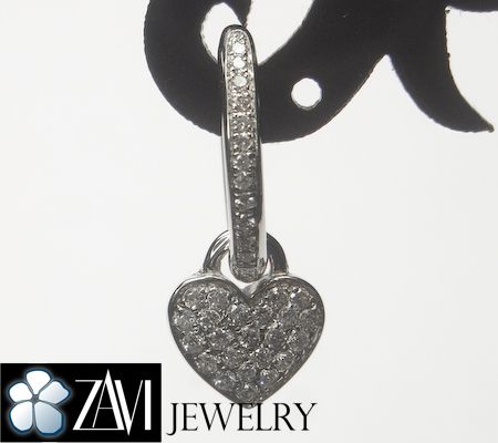 Heart Diamond Earrings Multi use Pendant 18K White Gold  