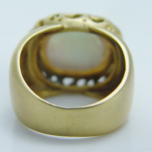   Gold Mabe Pearl Etruscan Style Ring Estate Jewelry Investment  