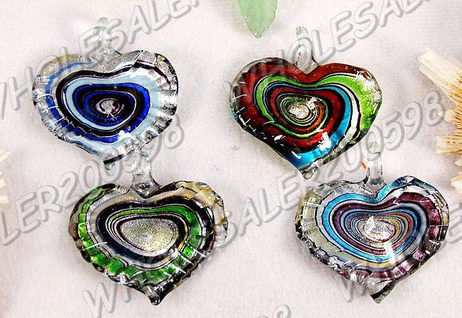 8PCS Heart 55*40MM Lampwork Glass Pendants FREE  