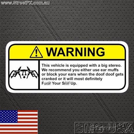 LOUD SPL STEREO Warning Sticker for subwoofer 6x9 amp  