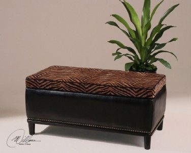 UTTERMOST KIARA ANIMAL PRINT STORAGE BENCH 42 Wide 792977854259 