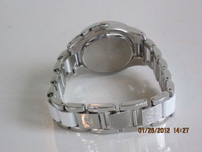 AK Anne Klein 10/9181 Womens Silvertone White Resin Stainless Steel 