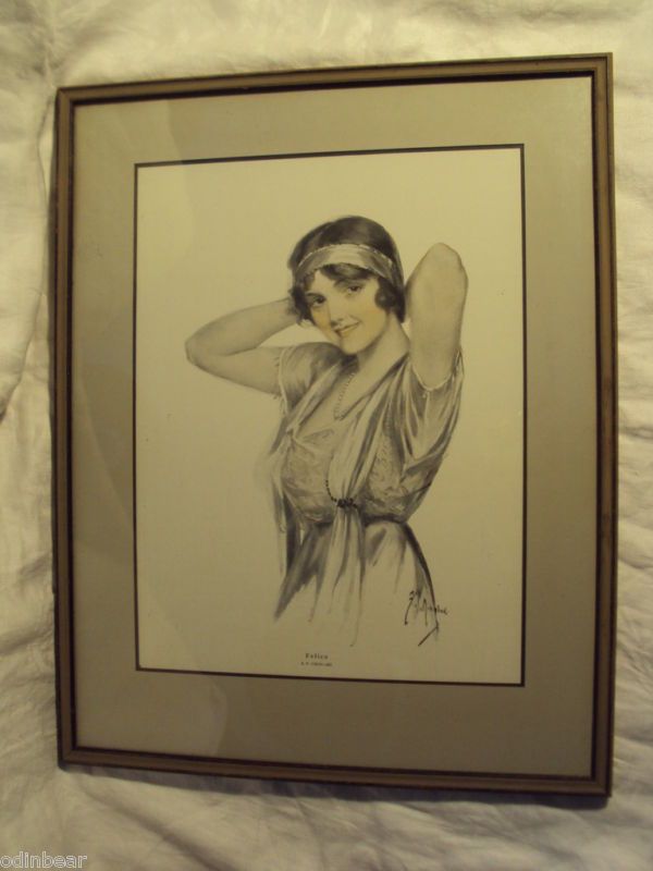 Antique ZP NIKOLAKI Lithograph Print Woman Lady FELICE  