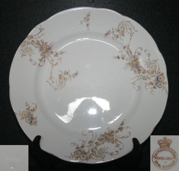   Sons 4 Dinner Plates Yellow Blue Flowers Gold Trim White China  