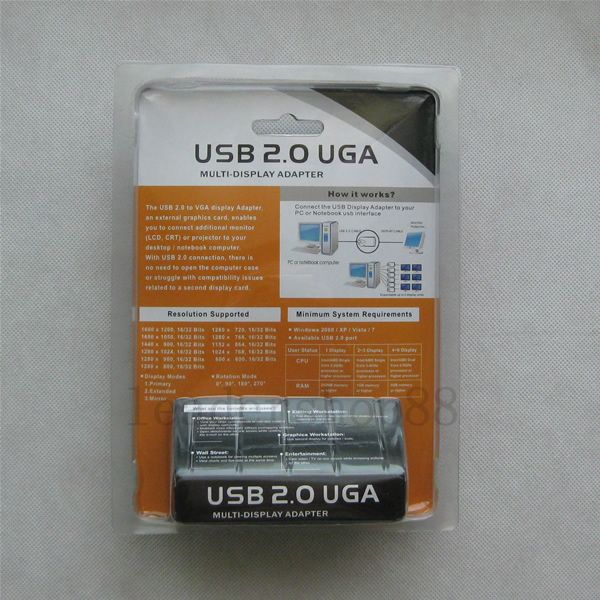 USB to VGA Adapter USB 2.0 Extra Monitor Multi Display  