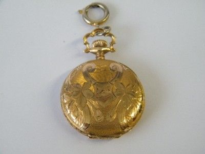   Ladies Elgin Pocket Watch 14K Solid Yellow Gold Case 15J 1910  