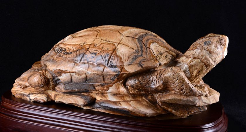 16.1 Giant Natural Picture Jasper Tortoise/Turtle Sculpture, Stone 