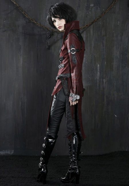 PUNK RAVE STEAMPUNK MILITARY TRENCH COAT   PUNK/GOTHIC/RED/JACKET 