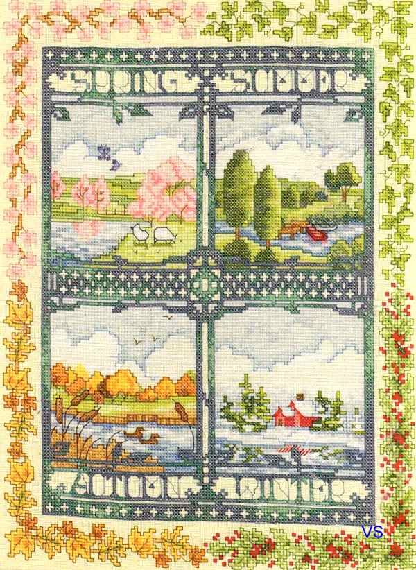 Bucilla Counted Cross Stitch Kit 12.5 x 9.5 ~ FOUR SEASONS Sale 