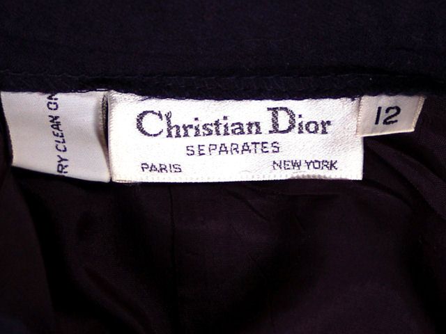 Ladies Christian Dior Double Breasted Jacket & Pants 12 14 Navy Wool 