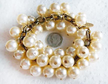 Designer LENORA DAME ~ PEARL CLUSTER CHARMS bracelet  