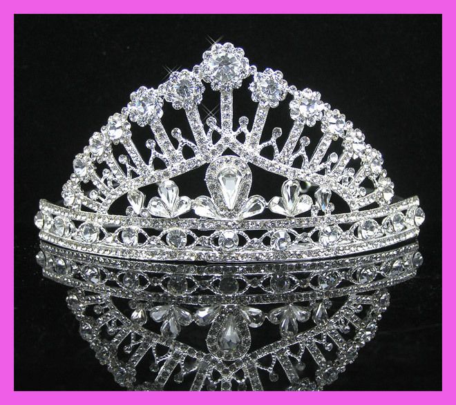 Wedding/Bridal crystal veil tiara crown headband CR188  