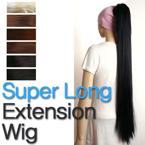 SUPER Long Straight Hair Ponytail CLIP Extension Wig  