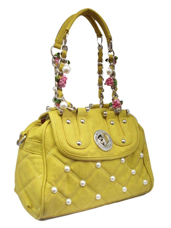 Nicole Lee Quilted Pearl Satchel Karol Yellow NWT  