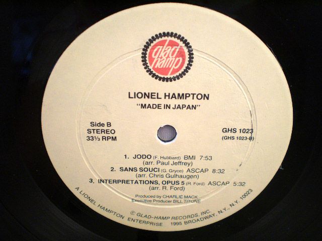 LIONEL HAMPTON MADE IN JAPAN GLAD HAMP VIBRAPHONE JAZZ  