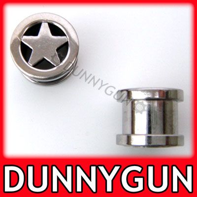 2G STEEL STAR THREADED TUNNEL PLUGS 2 gauge ear  