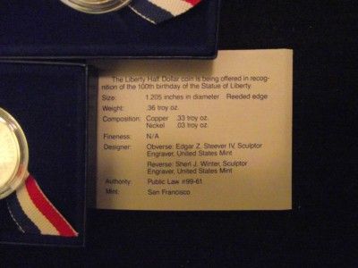 1986 S PROOF Statute of Liberty Commemorative Half Dollar w/ Box & COA 