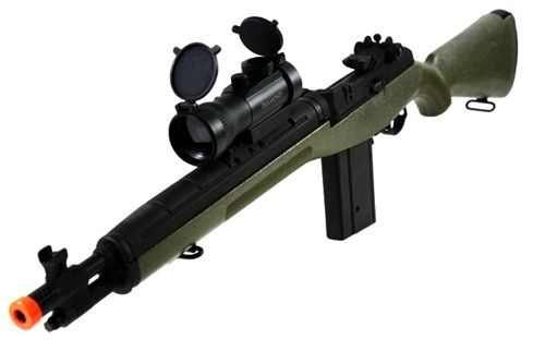 CYMA M14 SOCOM Airsoft Electric Gun and 2x42 Red Dot Scope   OD Green 