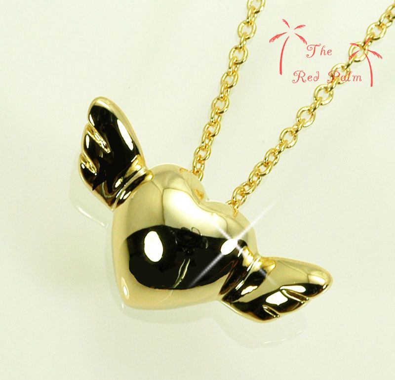 18K GOLD PLATED ANGEL WINGS x LOVE HEART PENDANT NECKLACE  