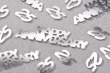 25th ANNIVERSARY Confetti Party supplies favors silver  