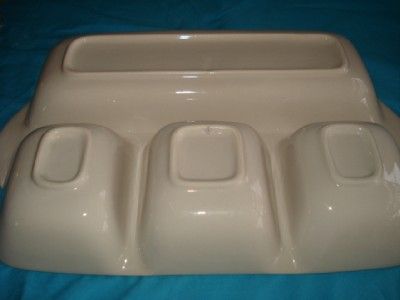 HEAVY CERAMIC DIVIDED APPLE SERVING DISH HANDLE TRAY BAKING PAN 