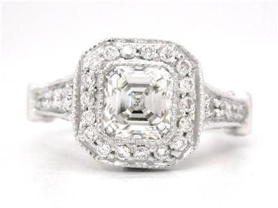 ASSCHER CUT DIAMOND BEZEL ENGAGEMENT RING 1.81CTW  