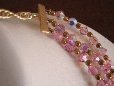   Pink Aurora Borealis AB Faceted Crystal Necklace Earrings Set  