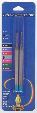 Pk/2 Schmidt P900 PARKER Ballpoint Refills TURQUOISE M  