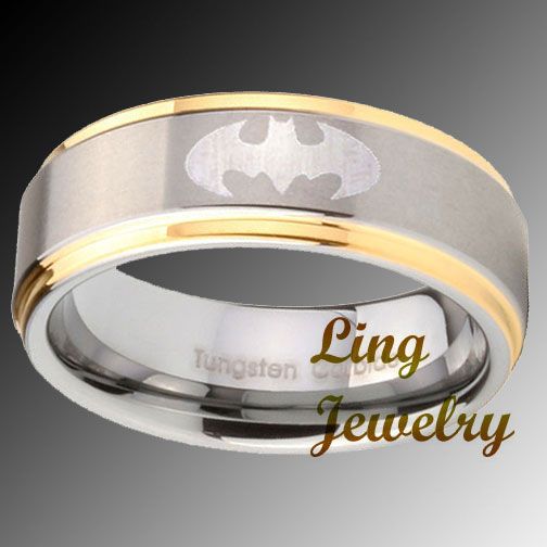 8MM TUNGSTEN BATMAN MENS BAND RING SZ 7 13  