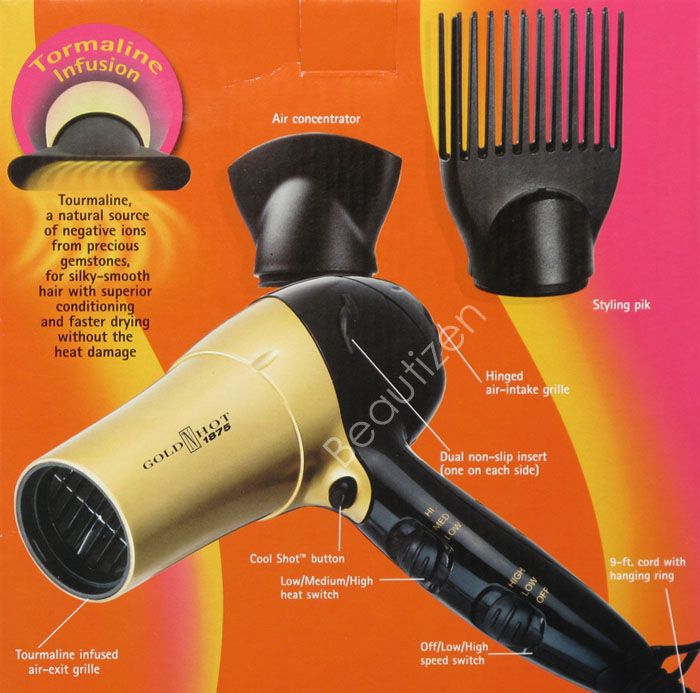 Belson GOLD N HOT 1875 Watts Hair Dryer w/ Tourmaline  