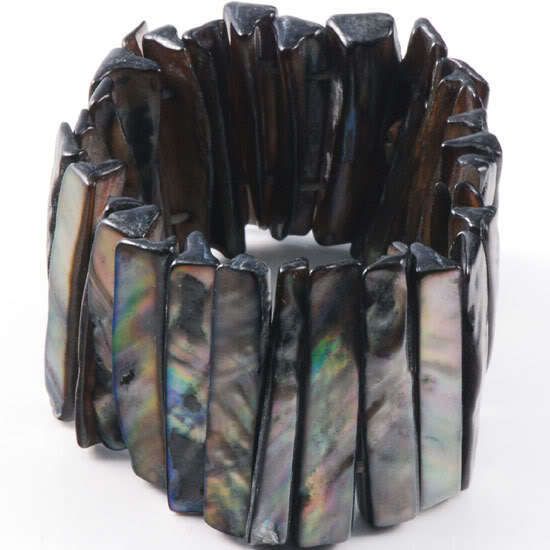 1P New Black Mother Of Pearl Shell Bracelet Bangle 7L  