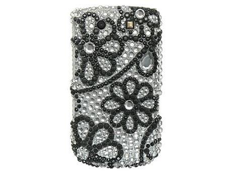 RHINESTONE BLING CASE COVER BLACKBERRY TORCH 9800 SILVER 9810 FLOWER 