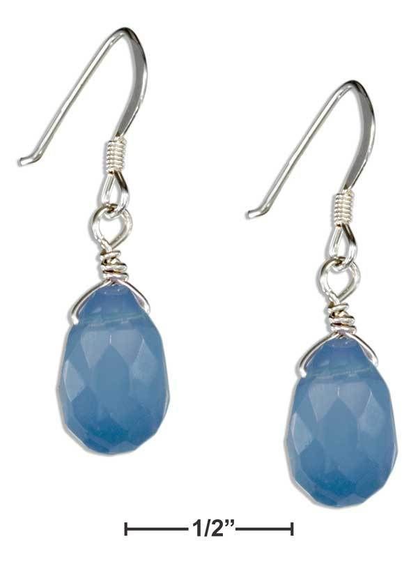   Silver Light Blue Synthetic Chalcedony Briolette FW Earrings  