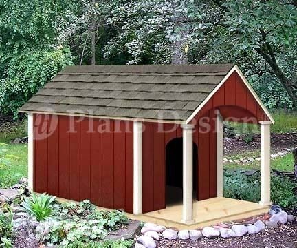 36 x 60 Gable Roof Style w/ Porch Dog House Plans, 90305G, Size up 