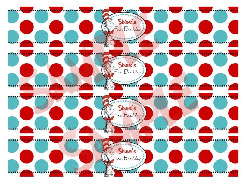 Custom Dr. Seuss Birthday Party Supplies, you print, choose ONE  