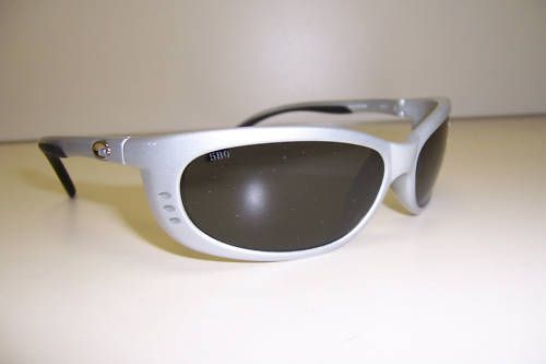 NEW COSTA DEL MAR FATHOM SILVER GRAY 580 SUNGLASSES  