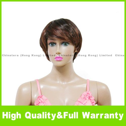 Straight Short Hair Wig Cosplay Costume Party Brown  