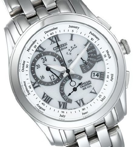 NEW CITIZEN ECO DRIVE PERPETUAL CALENDAR ALARM 100M MENS WATCH BL8000A 